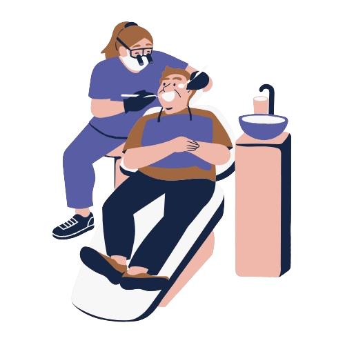 Dentist treating patients